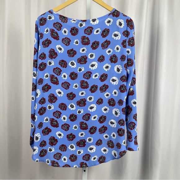 LOFT Medium Floral Retro Boho Flowy Formal Office Pocket Modest Blouse - Picture 2 of 8